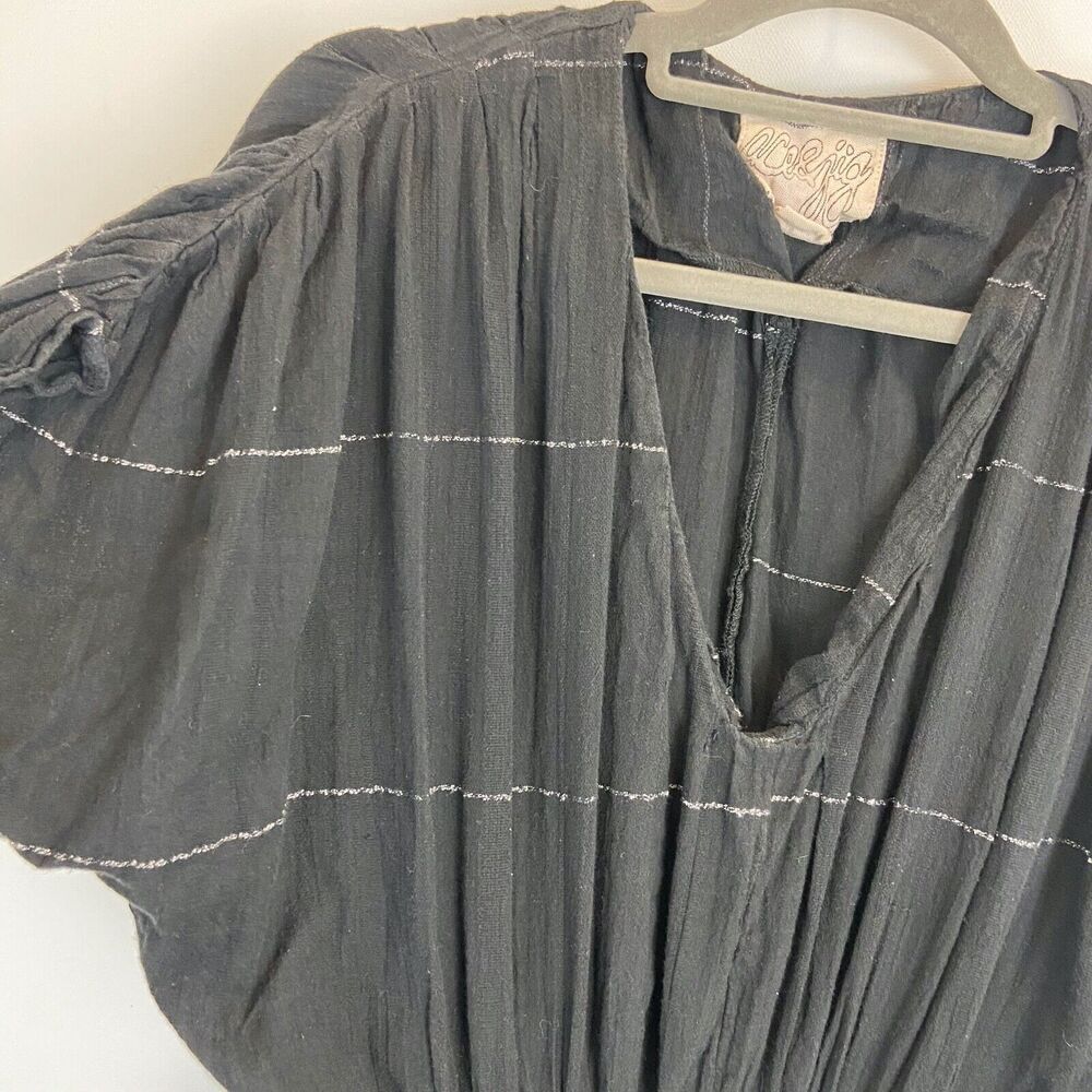 Ace & Jig Mini Dress Women's S‎ Black V Neck Dark Academia Short Sleeve - Picture 3 of 7